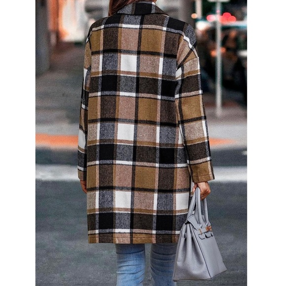 🧥 PRETTY GARDEN Plaid Khaki Ultra-Soft Shacket Jacket Coat - Perfect For Fall! - Picture 2 of 6
